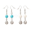 2Pair 2 Style Synthetic Turquoise & Howlite with Yin Yang Long Dangle Earrings EJEW-JE04962-03-2