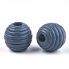 Painted Natural Wood Beehive Beads WOOD-S049-04A-03-2