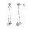 304 Stainless Steel Dangle Stud Earrings EJEW-L230-12-3