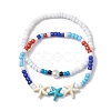 Summer Beach Starfish Synthetic Turquoise & Pearl Bracelet Sets BJEW-JB10347-01-1