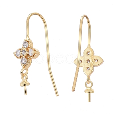 Brass Micro Pave Cubic Zirconia Earring Hooks KK-K244-34-1