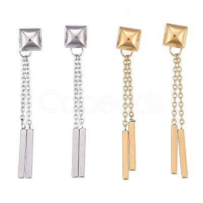 304 Stainless Steel Chain Tassel Earrings EJEW-I248-43-1