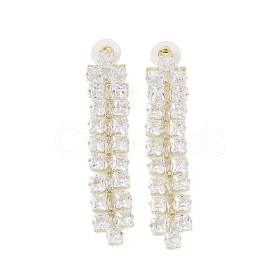 Brass Micro Pave Cubic Zirconia Stud Earrings EJEW-B046-19G-1