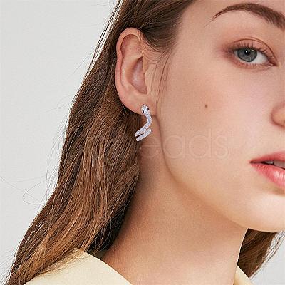 Clear Cubic Zirconia Snake Stud Earrings JE1077A-1