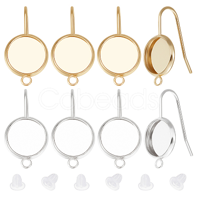 Beebeecraft 24Pcs 2 Colors 304 Stainless Steel Earring Hooks STAS-BBC0002-36-1