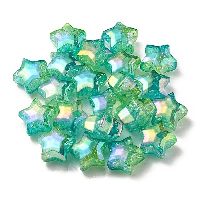 UV Plating Transparent Crackle Acrylic Beads OACR-P010-09B-1