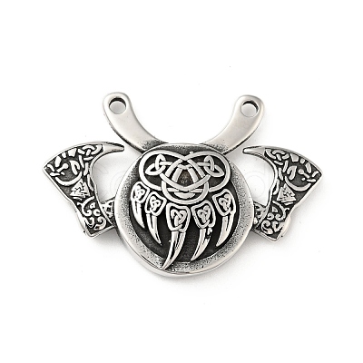 304 Stainless Steel Viking Bear Paw Law Odin Double Ax Pendants STAS-P309-31AS-1