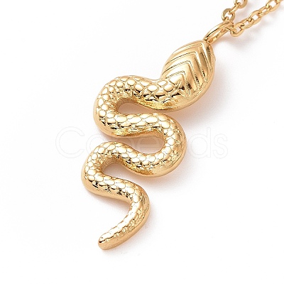 Ion Plating(IP) 304 Stainless Steel Snake Pendant Necklace for Women NJEW-E014-18G-1