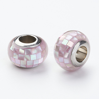 304 Stainless Steel Resin European Beads RPDL-P002-A08-1