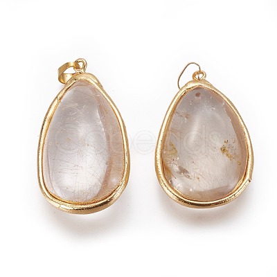 Natural Rutilated Quartz Pendants KK-F802-17-1