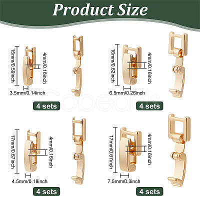 BENECREAT 16 Sets 4 Styles Eco-Friendly Brass Watch Band Clasps KK-BC0009-79-1