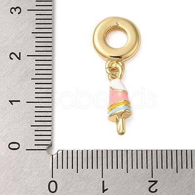 Rack Plating Brass Colorful Enamel European Dangle Charms KK-P279-37G-1