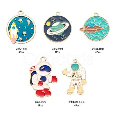 20Pcs 5 Style Universe Theme Alloy Enamel Pendants ENAM-LS0001-31-1