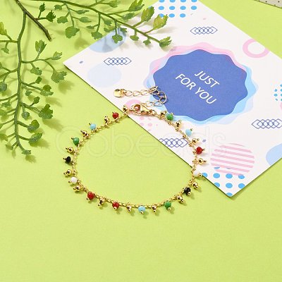 Glass Charm Bracelets BJEW-JB05600-03-1