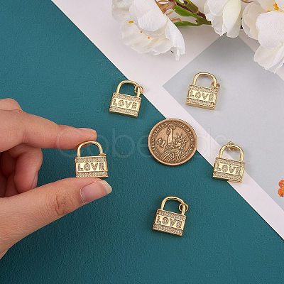 5Pcs Brass Micro Pave Clear Cubic Zirconia Pendants KK-SZ0004-99-1