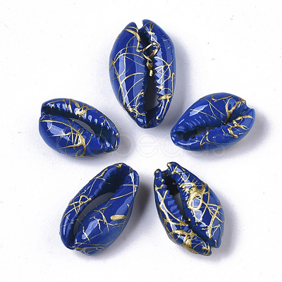 Spray Painted Natural Cowrie Shell Beads SSHEL-R047-03-A-1