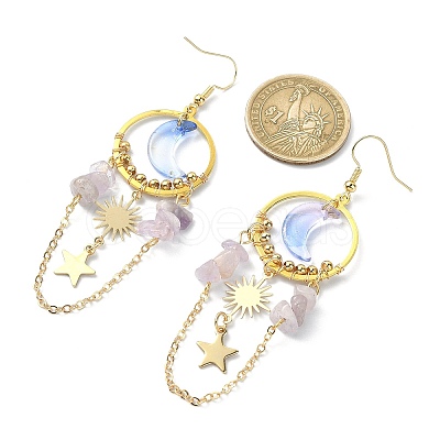 Moon & Sun & Star Alloy Chandelier Earrings EJEW-TA00294-1