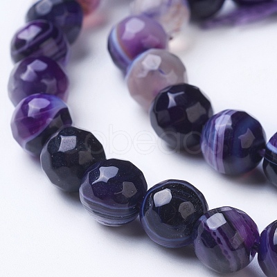 Natural Striped Agate/Banded Agate Beads Strands G-G753-07-10mm-1