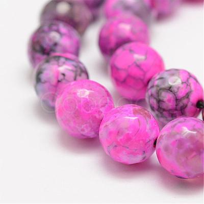 Faceted Natural Fire Crackle Agate Beads Strands G-F447-10mm-A06-1