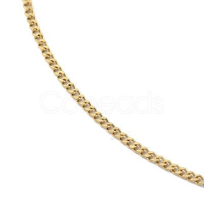 Ion Plating(IP) 304 Stainless Steel Curb Chain Necklace for Men Women NJEW-M200-02G-1