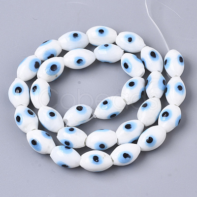 Handmade Evil Eye Lampwork Beads Strands LAMP-R143-03C-1