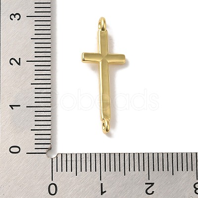 Rack Plating Brass Religion Cross Connector Charms Links KK-U027-04G-1