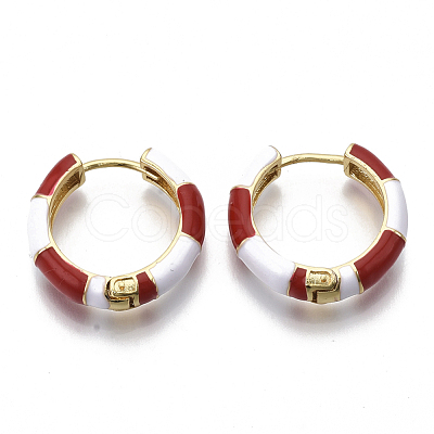 Brass Huggie Hoop Earrings EJEW-S209-08D-1