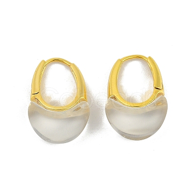 Brass with Transparent Resin Hoop Earrings EJEW-Q391-32G-1