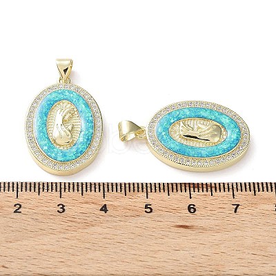 Rack Plating Brass Micro Pave Clear Cubic Zirconia Pendants KK-C041-06C-G-1