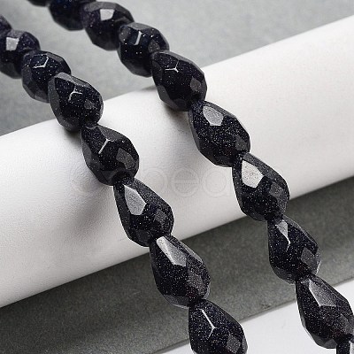 Synthetic Blue Goldstone Beads Strands G-P520-B24-01-1