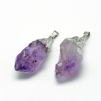 Natural Amethyst Pendants G-Q493-02P-1