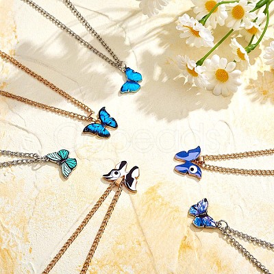 6Pcs Butterfly Pendant Necklaces for Women JN1065A-1