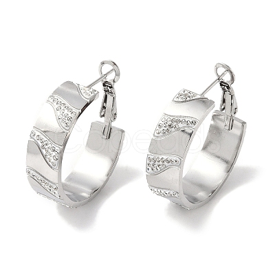 304 Stainless Steel Rhinestone Half Hoop Earrings for Women EJEW-L283-052P-1