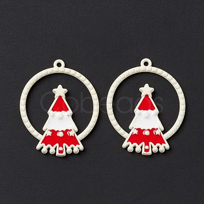 Christmas Theme Spray Painted Alloy Enamel Pendants FIND-E022-02-1