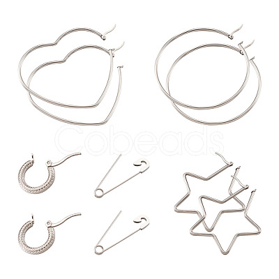 201 Stainless Steel Hoop Earrings Sets EJEW-PJ0001-02-1