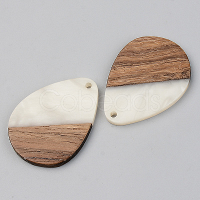 Opaque Resin & Walnut Wood Pendants X-RESI-S389-010A-C04-1