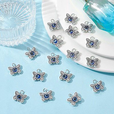 30Pcs Tibetan Style Alloy & Evil Eye Resin Pendants PALLOY-CJ0002-73-1