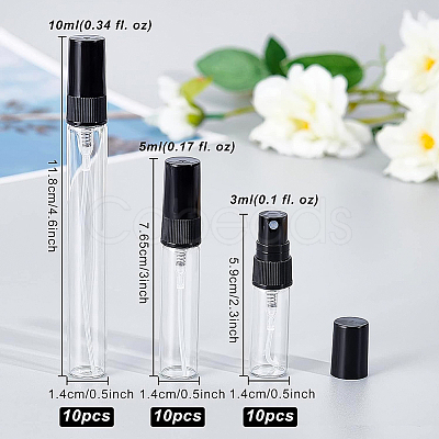 BENECREAT 36Pcs 5 Style Mini Refillable Glass Spray Bottles MRMJ-BC0003-26-1