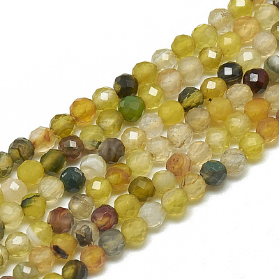 Natural Yellow Green Agate Beads Strands G-S300-06-3mm-1