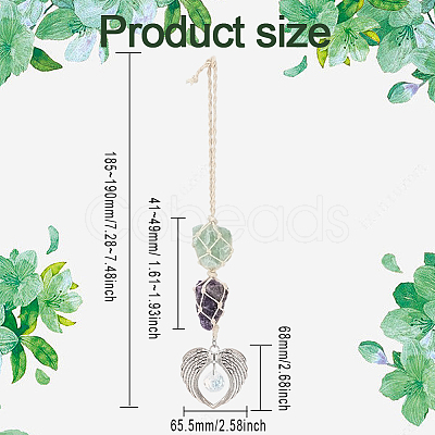 Natural Raw Amethyst and Natural Green Aventurine Pendant Decoration HJEW-WH0043-19A-1