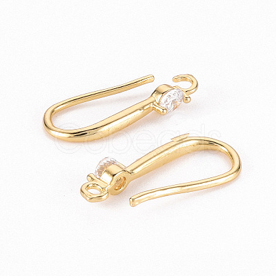 Brass Micro Pave Clear Cubic Zirconia Earring Hooks X-ZIRC-S068-006-NF-1