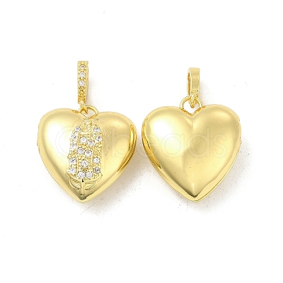 Brass Micro Pave Clear Cubic Zirconia Locket Pendants KK-H441-47LG-1