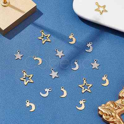 DICOSMETIC 180Pcs 6 Style Stainless Steel Charms STAS-DC0002-19-1