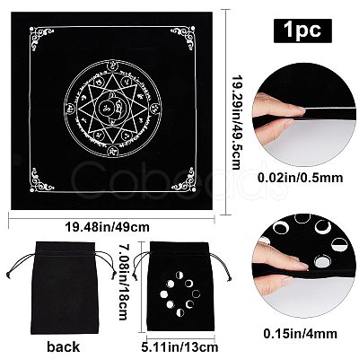 CREATCABIN 1Pc Square Velvet Tarot Tablecloth for Divination AJEW-CN0001-60B-1