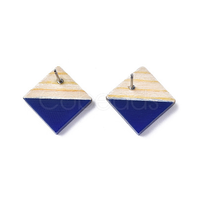 Opaque Resin & Wood Stud Earrings EJEW-N017-005A-B01-1