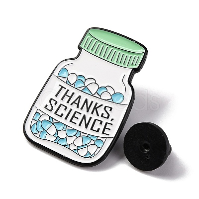 Medical Theme Thanks Science Pills Bottle Alloy Enamel Pin Brooch for Clothes Backpack JEWB-Q003-02B-1