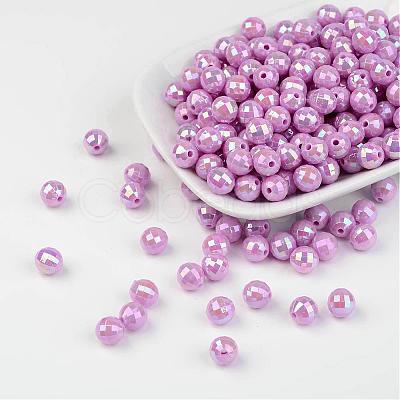 Faceted Colorful Eco-Friendly Poly Styrene Acrylic Round Beads SACR-K001-6mm-49-1