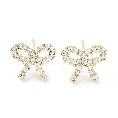 Brass Cubic Zirconia Stud Earrings for Women EJEW-S217-B01-1