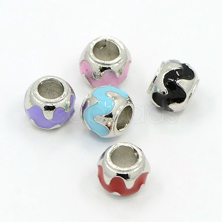 Platinum Alloy Waved Enamel European Beads Fit European Bracelets MPDL-D011-M-1