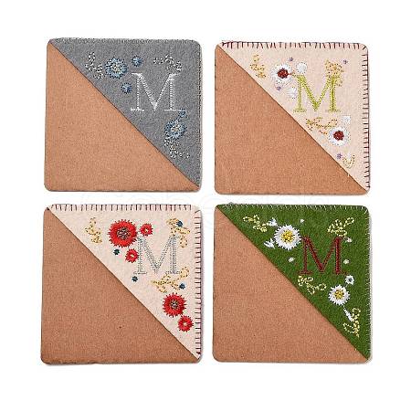 4Pcs Letter Personalized Hand Embroidered Corner Bookmarks JX587M-1